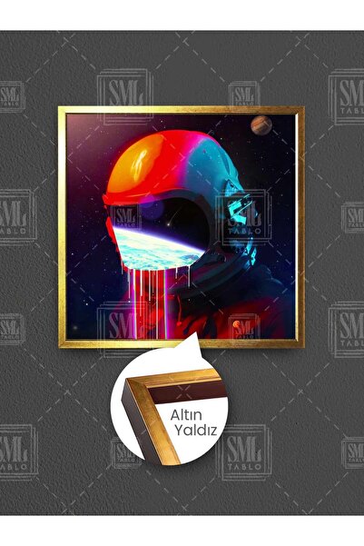 SML TABLO Astronaut care urmărește lumea Grafitti Decor modern Pictură pe pânză pătrată înrămată