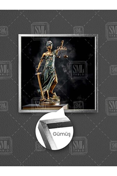 SML TABLO Темис, държаща меч и везни със затворени очи, кантора за правни услуги, декоративна картина с рамка върху квадратно платно