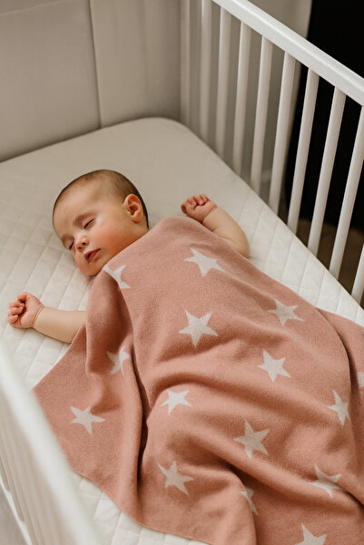 Sebir Moda بطانية أطفال تريكو منقوشة بنجمة 90x90 سم