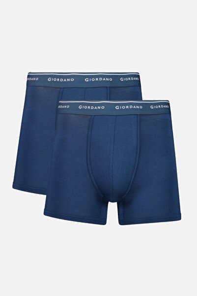 Giordano مجموعة من قطعتين من بوكسرات بشعار العلامة التجارية للرجال، باللون الأزرق الداكن