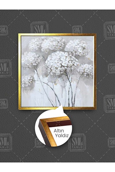 SML TABLO Flori albe, natură modernă, peisaj, artă abstractă, pictură pătrată...