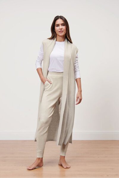 Tchibo Women Knitted Sleeveless Cardigan, Beige