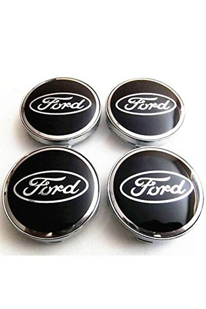 LinePartsBim Set of 4 Wheel Emblems for Ford Alloy Wheels 60mm, Black