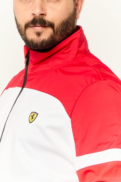 Scuderia Ferrari Men Sportswear Fit Brand Logo Training Jacket, Red/White