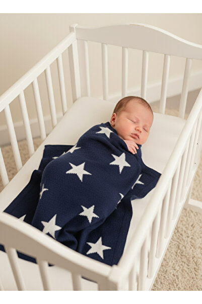 Sebir Moda بطانية أطفال تريكو منقوشة بنجمة 90x90 سم