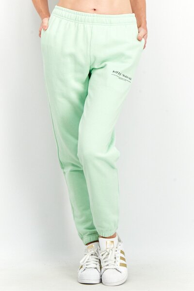 Ocean Pacific Women Relaxed Fit Graphic Print Pull On Sweatpants, Pastel Green