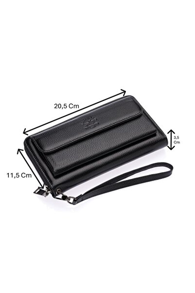 Westpolo Daisy Unisex Hakiki Deri Kağıt Para ve Telefon Bölmeli Uzun Cüzdan, ...