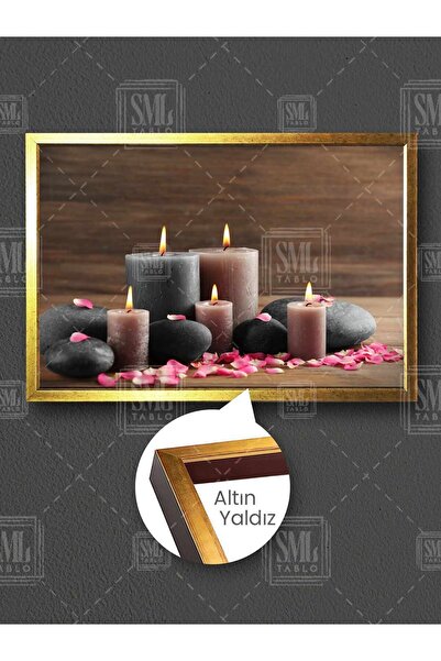 SML TABLO Yanan Mumlar Loş Ortam Spa Mum Romantik Banyo Ve Hamam Çerçeveli Ya...