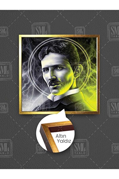 SML TABLO Nicola Tesla, fizician, inginer electric, inventator, om de știință, pictură pe pânză pătrată înrămată