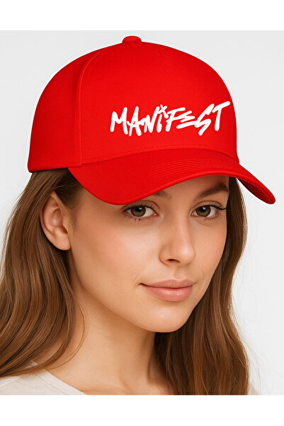 lovver Manifest grub tasarım %100 pamuk kışlık gabardin premium baskı kırmızı kep-şapka