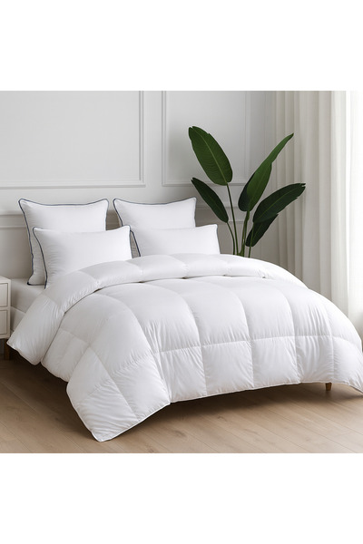 EMATTEIRO Quilted Duvet Set 200x220 cm + 2 Pillows 50x70 cm, Hypoallergenic, Siliconized Down 600g, Washable