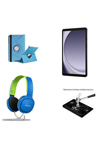 Samsung Galaxy Tab A9 SM-X110 4GB 64GB 8.7" TABLET+KIRILMAZ CAM+MAVİ KILIF+MAVİ KULAKLIK