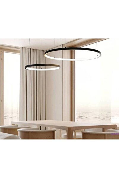 HAMER نجف مودرن اسود 60+40 سم لون الانارة اصفر 42 واط