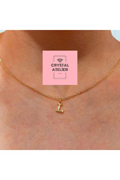Crystal Atelier Minimal Harf Kolye 925 Ayar Gümüş L Gold – Gümüş Altın Kişiye...