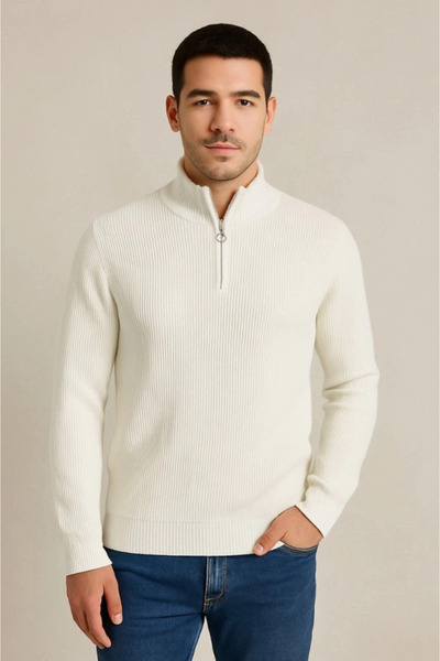 DRESSIFY WOMEN’S FASHION Pulover tricotat pentru bărbați cu jumătate de fermo...