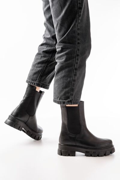 Budi Fz-299 Black High-Top Elastic Daily Women's Boots
