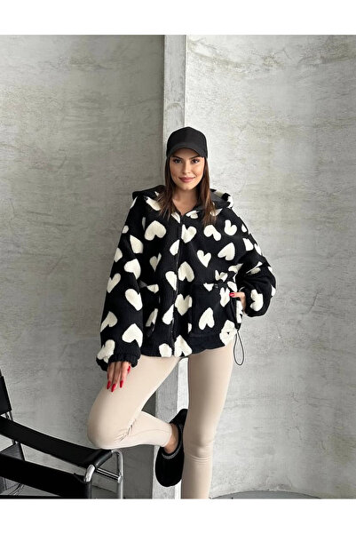 DEEFWEAR Trend Heart Detail Plush Cardigan