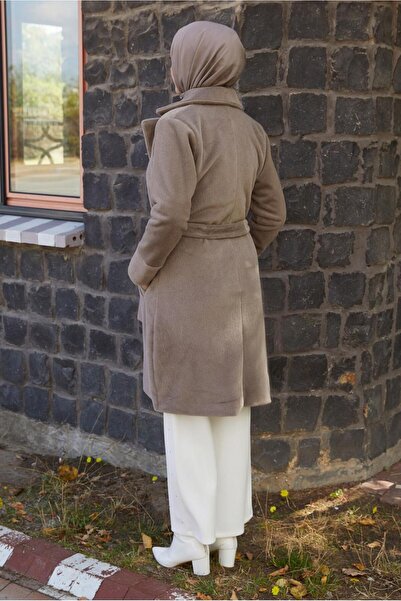 TRENDTESETTÜR ΓΥΝΑΙΚΕΙΟ ΠΑΛΤΟ ΜΕ ΖΩΝΗ ΜΕ ΒΙΣΚΟΥΡΟ T 5426