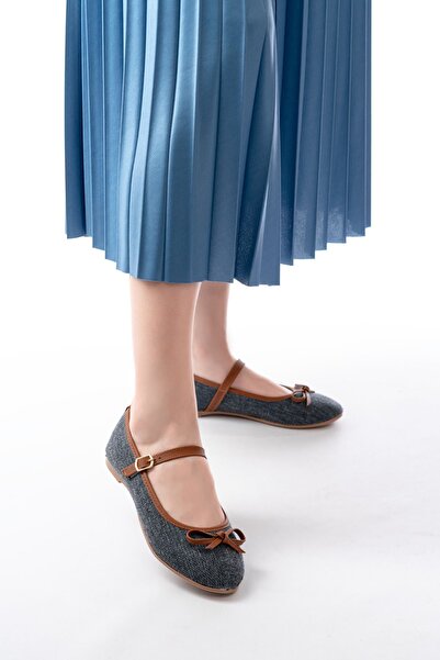 Budi 6321 Laci Linen Daily Helmet Ballerinas with Buckle