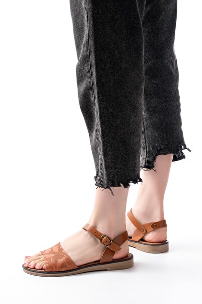 Budi 205-012 Tan Orthopedic Genuine Leather Women's Sandals