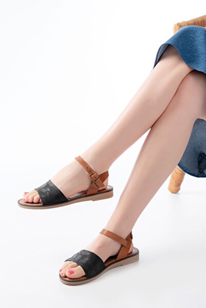 Budi 205-012 Black Orthopedic Genuine Leather Women's Sandals