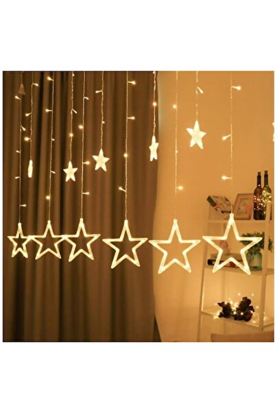 OEM Instalație de Crăciun - Cortina de ploaie ușoară cu 12 stele, alb cald