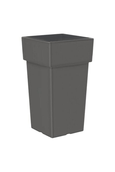 ANTBRO Ghiveci din plastic, model pătrat, culoare gri mat, dimensiuni 33x33x60cm, capacitate 46L