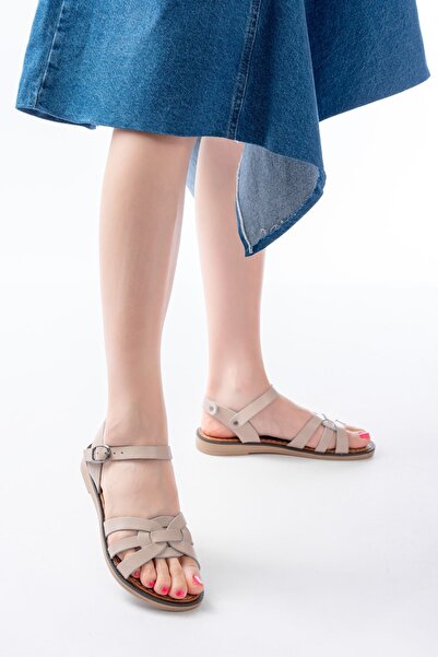 Budi 205-030 Beige Genuine Leather Orthopedic Sole Women's Sandals