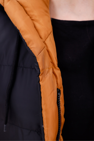 Modayıldızlar Μαύρο διπλής όψης με κουκούλα μακρύ φουσκωτό γιλέκο TABA