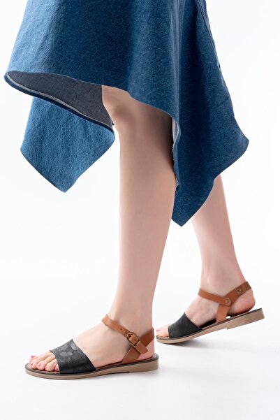 Budi 205-012 Black Orthopedic Genuine Leather Women's Sandals