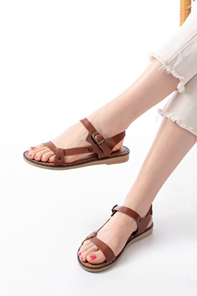 Budi 205-090 Dark Brown Genuine Leather Buckle Women's Sandals