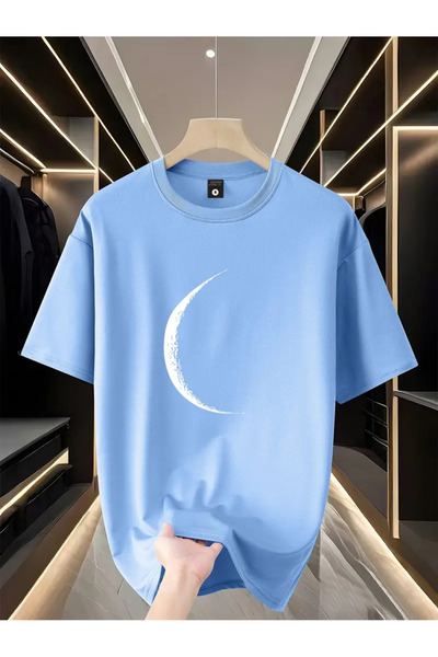 ibibik moda تي شيرت رجالي مطبوع عليه هلال القمر