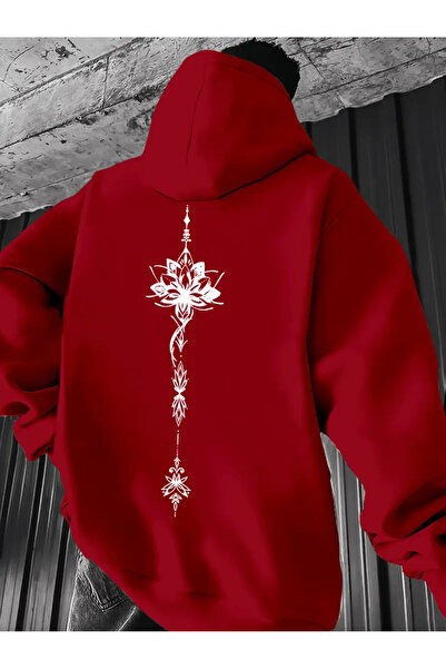 ibibik moda Erkek Lotus Çiçeği Baskılı Kapüşonlu Hoodie