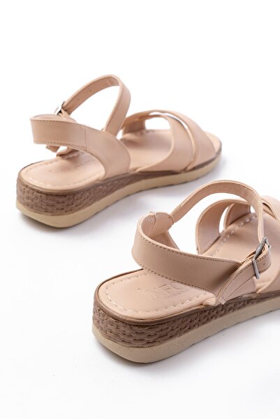 Budi 692-564 Beige Orthopedic Sole Cross Buckle Women's Sandals