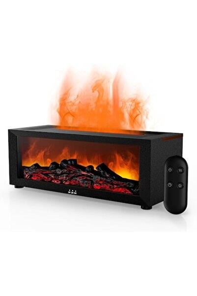 Deliny Umidificator de aer cu efect de flacără de șemineu, difuzor de aromaterapie, capacitate 200 ml, telecomandă