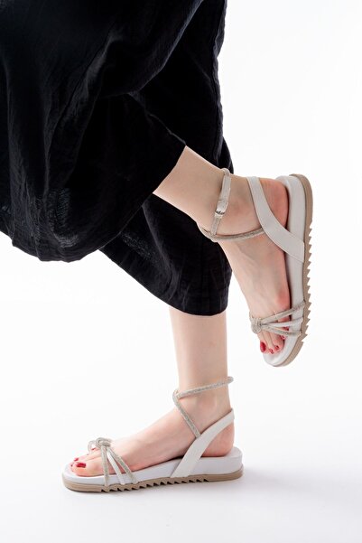 Budi 1001-1120 White Silver Stone Daily Women's Sandals