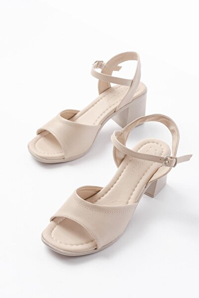 Budi K-13 Beige Daily Heeled Women's Sandals