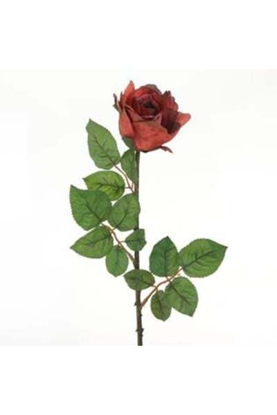 Jumbo Floare artificială cu tulpină lungă, trandafir roșu maro, 66 cm