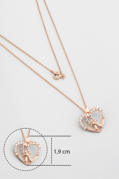 So CHIC... Liora Heart 18 Ayar Rose Altın Kaplama 55 Cm Gümüş Kolye