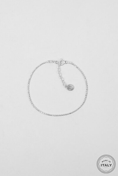 So CHIC... İtalyan Serena 18 Ayar Beyaz Altın Kaplama 19 Cm Gümüş Zincir Bile...