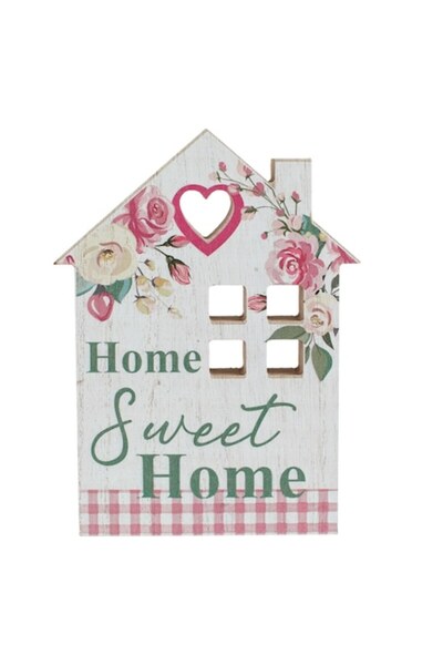 MYONNA IT & E- COMMERCE Wooden Table Decoration 'Home Sweet Home' - Ecru, Multicolor, 14.7x2.4x19.6 cm