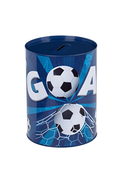 SHOPIENS Pușculiță metalică cu minge de fotbal, albastră, 12x16cm, MYONNA IT & E-COMMERCE