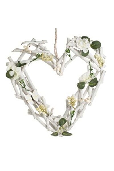 SHOPIENS Inimă decorativă suspendată din lemn cu flori și fluturi 40 x 5 x 40 cm