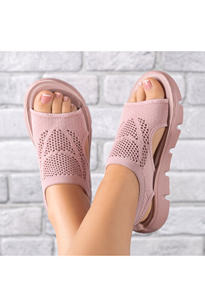 BMoD Sandale plate roz pentru femei, din material textil MOD09063