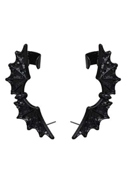 SHOPIENS Cercei cu șurub și clip cu strasuri negre de Halloween