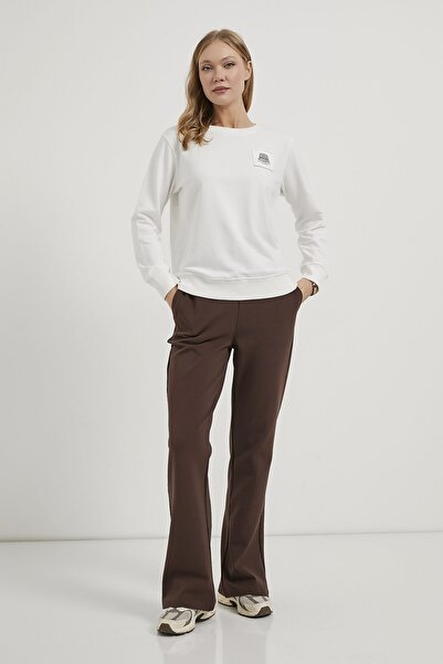 Arma Life Women's Back Printed Crew Neck White Sweatshirt