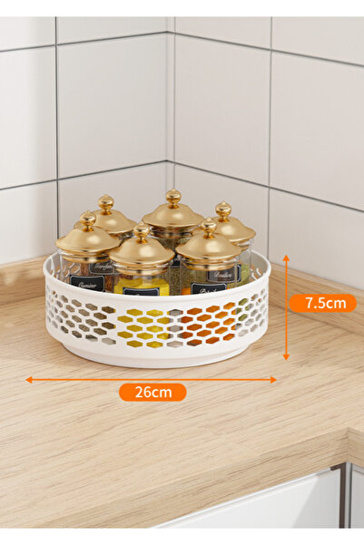 Trendy's Λευκός οργανωτής κουζίνας, στρογγυλός, 26×7,5 εκ.