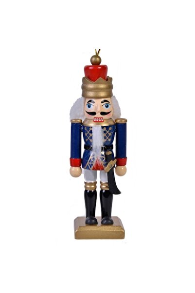 OEM Soldaț de Crăciun suspendat din lemn, uniformă albastră, 13 cm