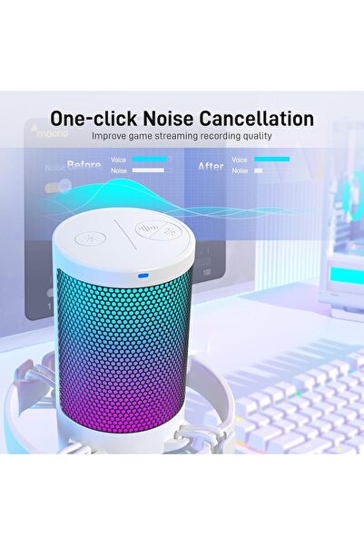 MAONO Gaming Microphone for PC with Noise Cancellation, USB Condenser Mic for Computer, Mac, Laptop,