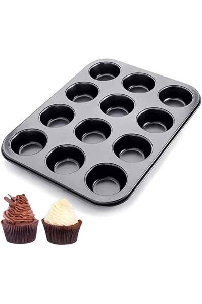 Moment قوالب مافن غير لاصقة سعة 12 كوبًا - مجموعة من صينيتين لخبز الكب كيك